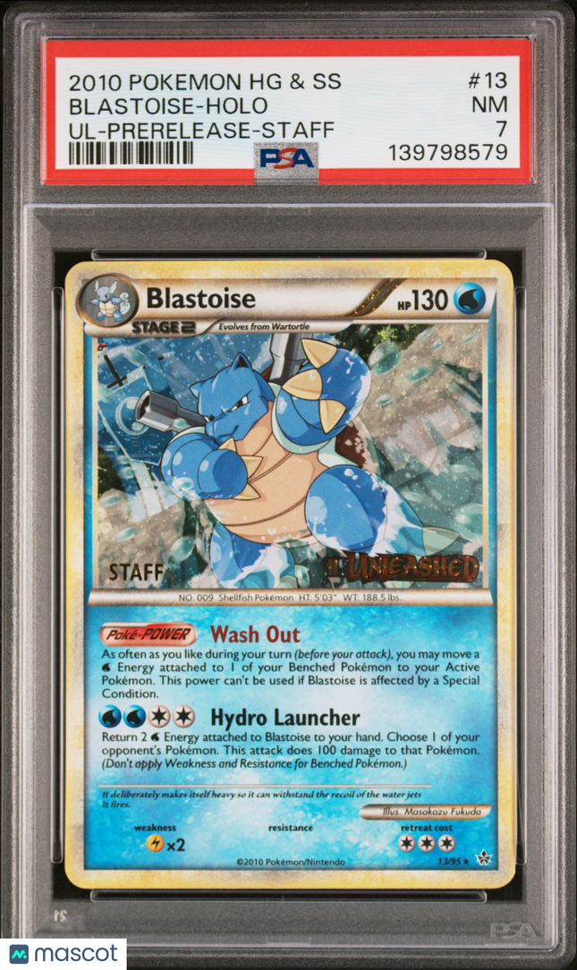2010 Pokemon Heartgold & Soulsilver Unleashed Blastoise Staff Stamp PSA 7 #13