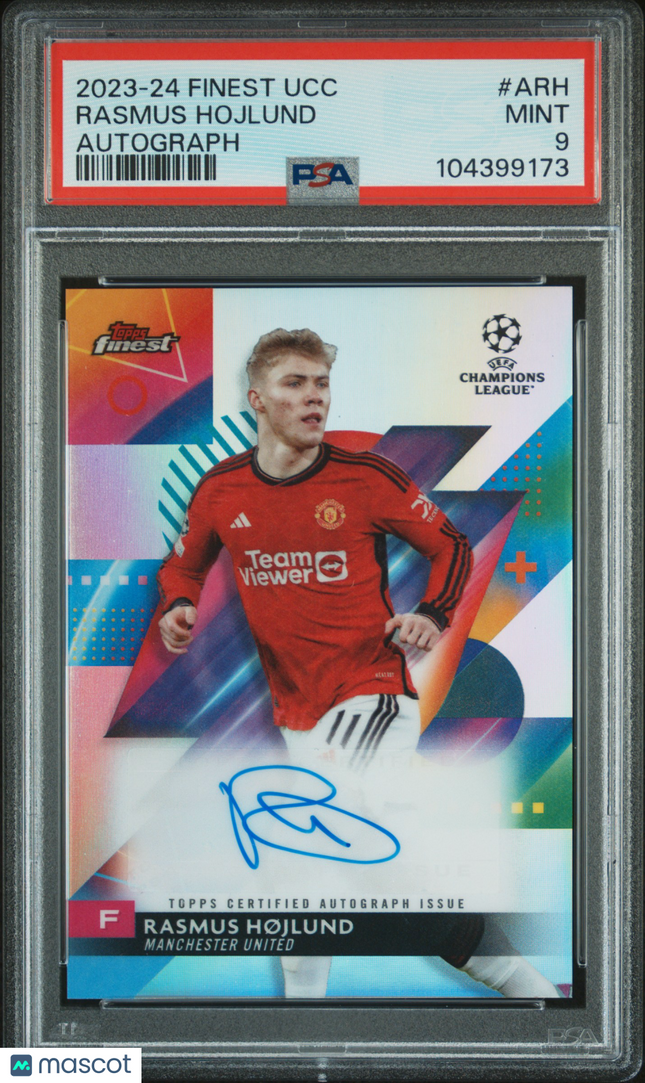 2023-24 Topps Finest UEFA Club Competitions Autographs Rasmus Hojlund #ARH PSA 9