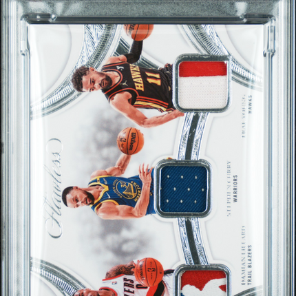 2024 Flawless Triple Young Stephen Curry Damian Lillard Logoman Patch /25 PSA 10