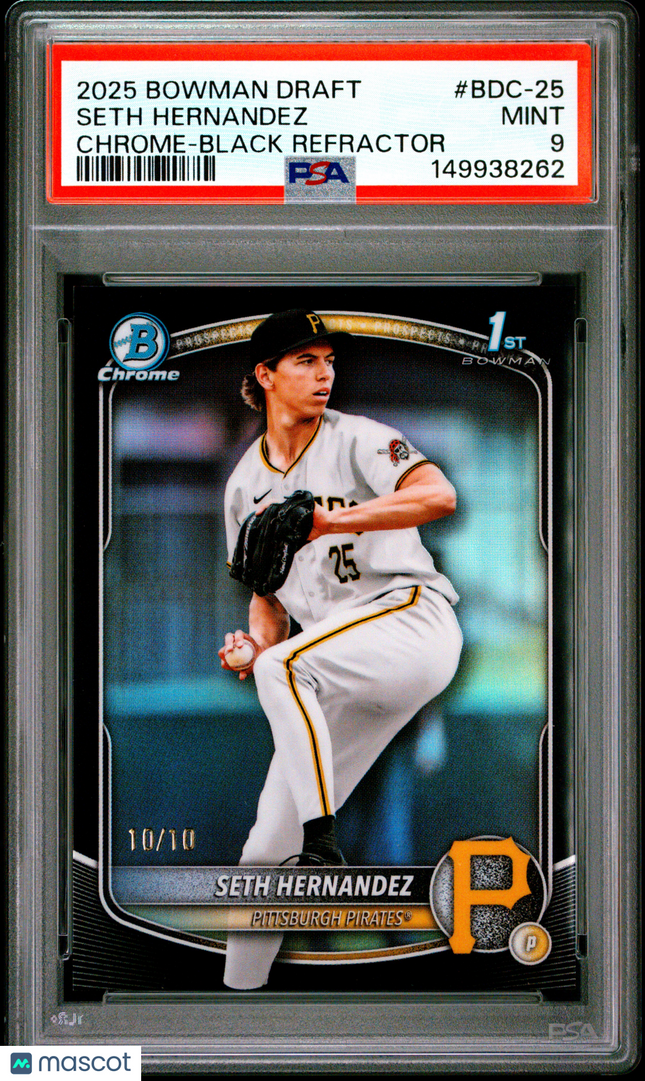 2025 Bowman Draft Seth Hernandez #BDC-25 Chrome Black Refractor 10/10 PSA 9