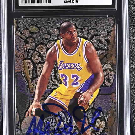 1995-96 Fleer Metal Magic Johnson #161 CGC Authentic JSA Auto 10