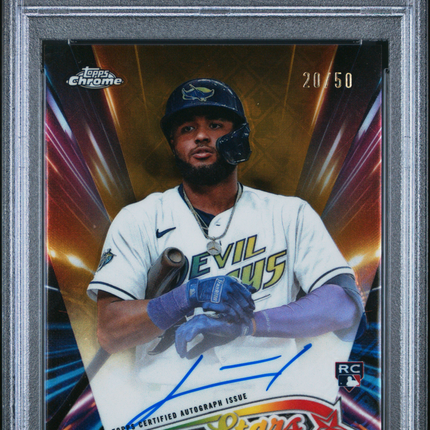 2024 Topps Chrome Logofractor Future Stars Junior Caminero Gold /50 PSA 9 Auto