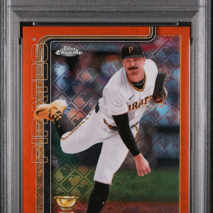 2025 Topps Chrome Logofractor Paul Skenes #300 Orange Refractor 01/25 PSA 10