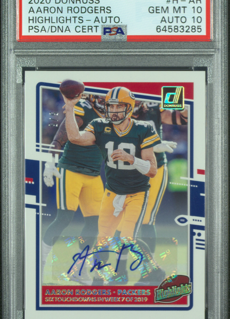 2020 Panini Donruss Highlights Aaron Rodgers #H-AR Autograph PSA 10 Auto 10