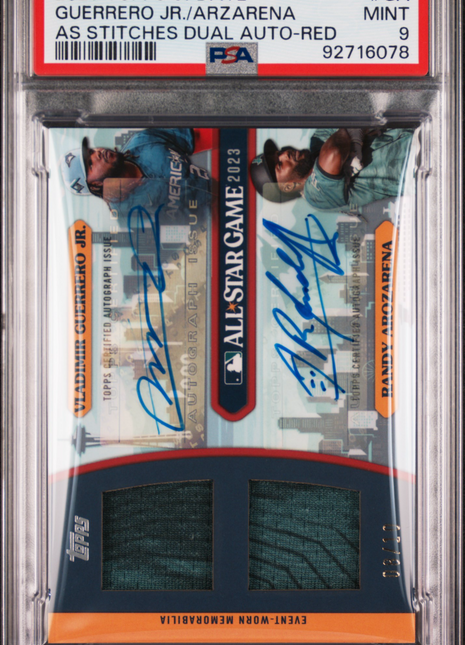 2023 Topps Update AllStar Randy Arozarena Vladimir Guerrero Patch Auto psa 9 /10