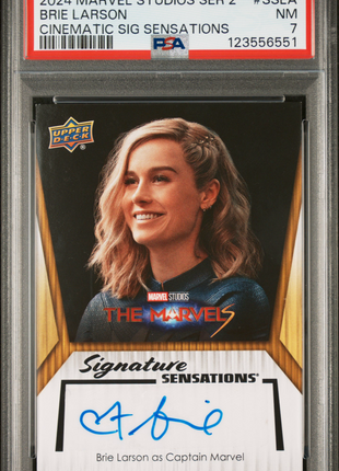 2024 Upper Deck Marvel Studios Series 2 Cinematic Signatures Sensations Brie Larson #SSLA PSA 7