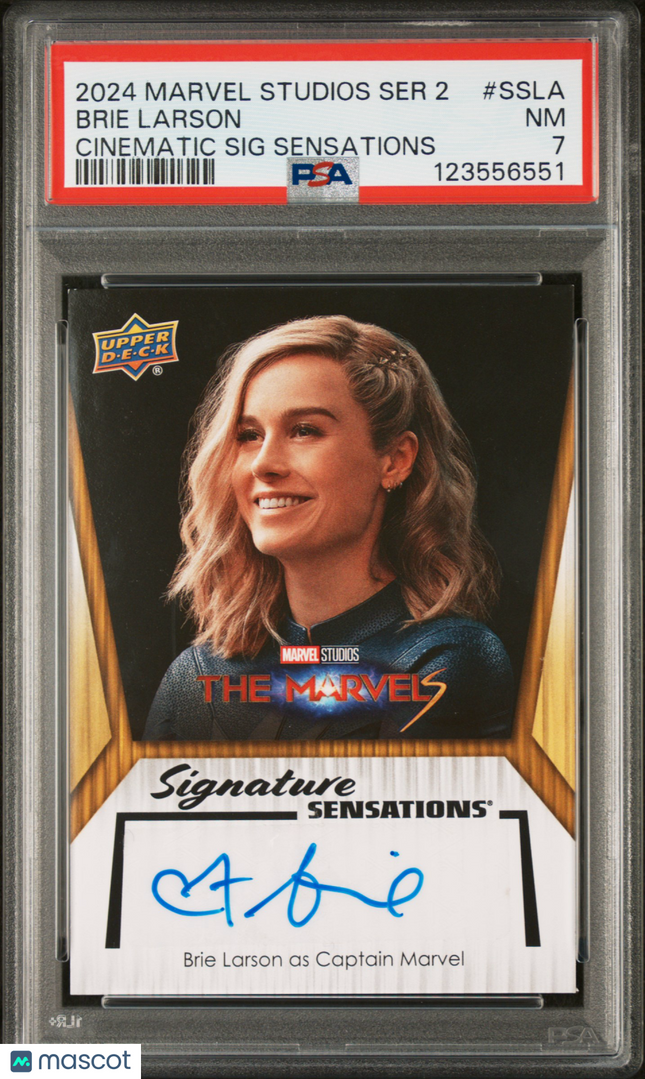 2024 Upper Deck Marvel Studios Series 2 Cinematic Signatures Sensations Brie Larson #SSLA PSA 7