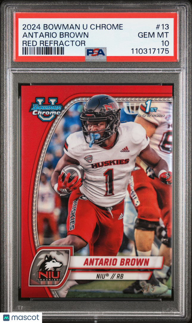 2024 Bowman University Chrome Antario Brown #13 Red Refractor PSA 10 /5