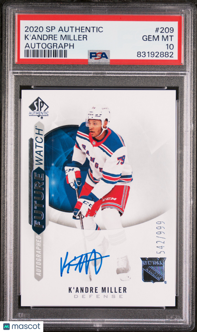 2020 SP Authentic K'andre Miller #209 Autograph 542/999 PSA 10 Auto