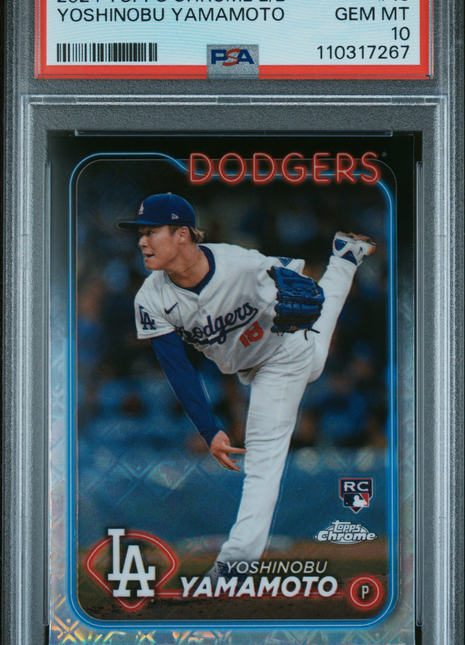 2024 Topps Chrome Logofractor Edition Yoshinobu Yamamoto #18 PSA 10