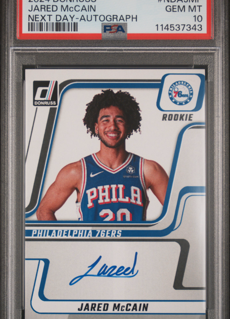 2024 Panini Donruss Next Day Jared Mccain #NDAJMP Autograph PSA 10