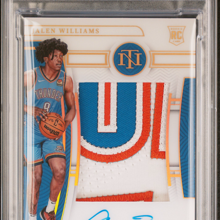 2022 National Treasures Jalen Williams #102 Patch Gold Fotl 06/24 PSA 8 Auto