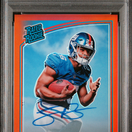 2018 Panini Donruss Optic Saquon Barkley #156 44/50 Red PSA 9 Auto