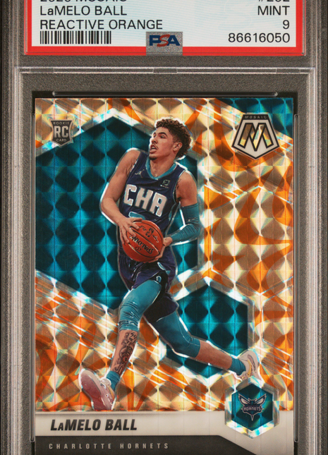 2020 Panini Mosaic Lamelo Ball #202 Reactive Orange PSA 9