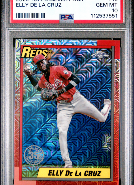 2025 Topps Silver Pack 1990 Chrome Promo Elly De La Cruz #15 PSA 10
