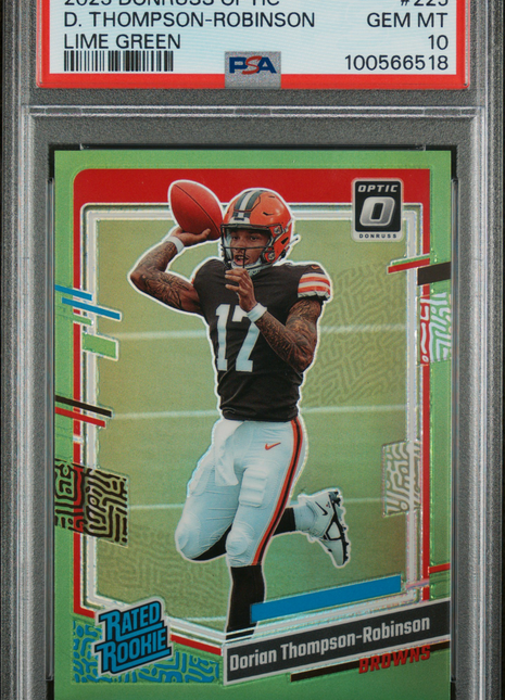 2023 Panini Donruss Optic Dorian Thompson-Robinson #225 Lime Green PSA 10