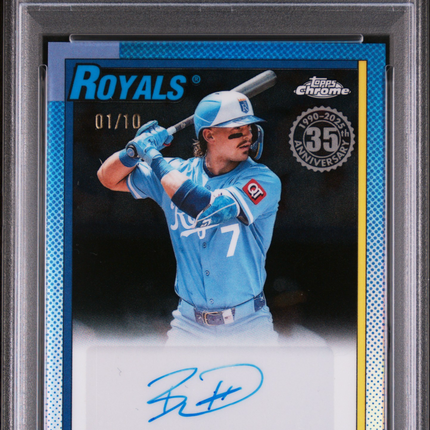 2025 Topps Chrome Update 1990 Bobby Witt #BW Black Refractor Auto 01/10 PSA 9