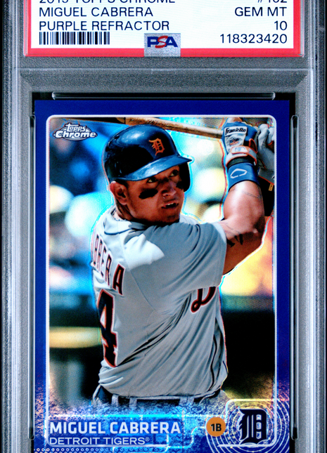 2015 Topps Chrome Miguel Cabrera #162 Purple Refractor PSA 10
