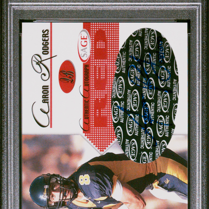 2005 SaGe Autographs Aaron Rodgers #A37 Red PSA 8 Rc Auto /200