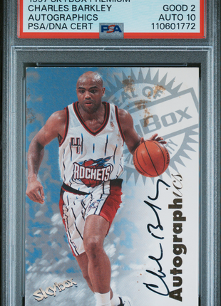 1997 Skybox Premium Autographics Charles Barkley PSA 2 Auto 10