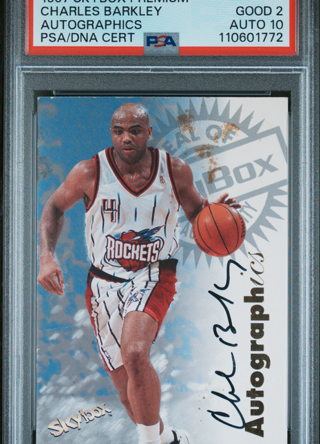 1997 Skybox Premium Autographics Charles Barkley PSA 2 Auto 10