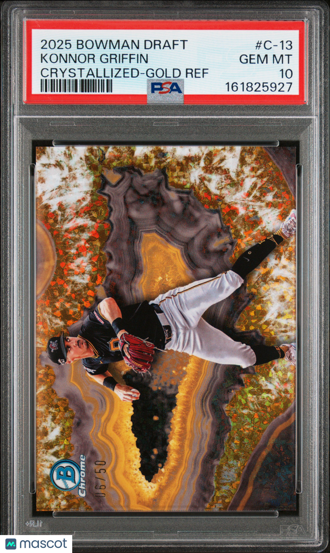 2025 Bowman Draft Crystallized Konnor Griffin #C-13 Gold Ref 06/50 PSA 10