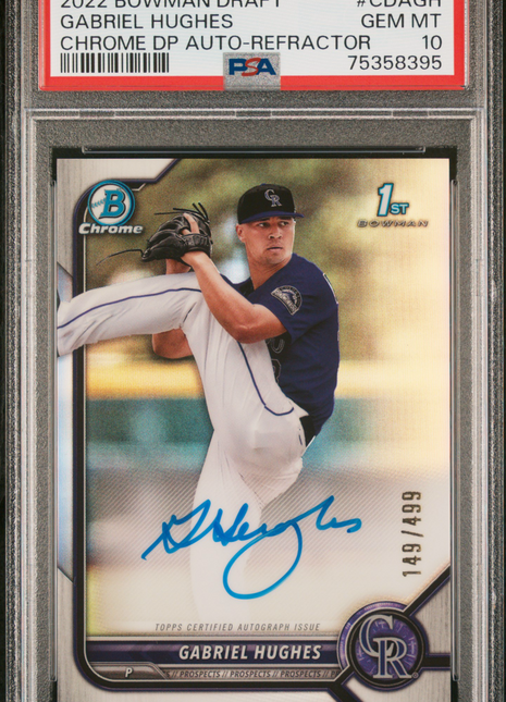 2022 Bowman Draft Chrome Auto Gabriel Hughes #CDAGH DP Refractor /499 PSA 10