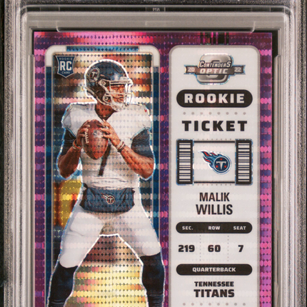 2022 Panini Contenders Optic Malik Willis #86 Purple Pulsar PSA 9 /26