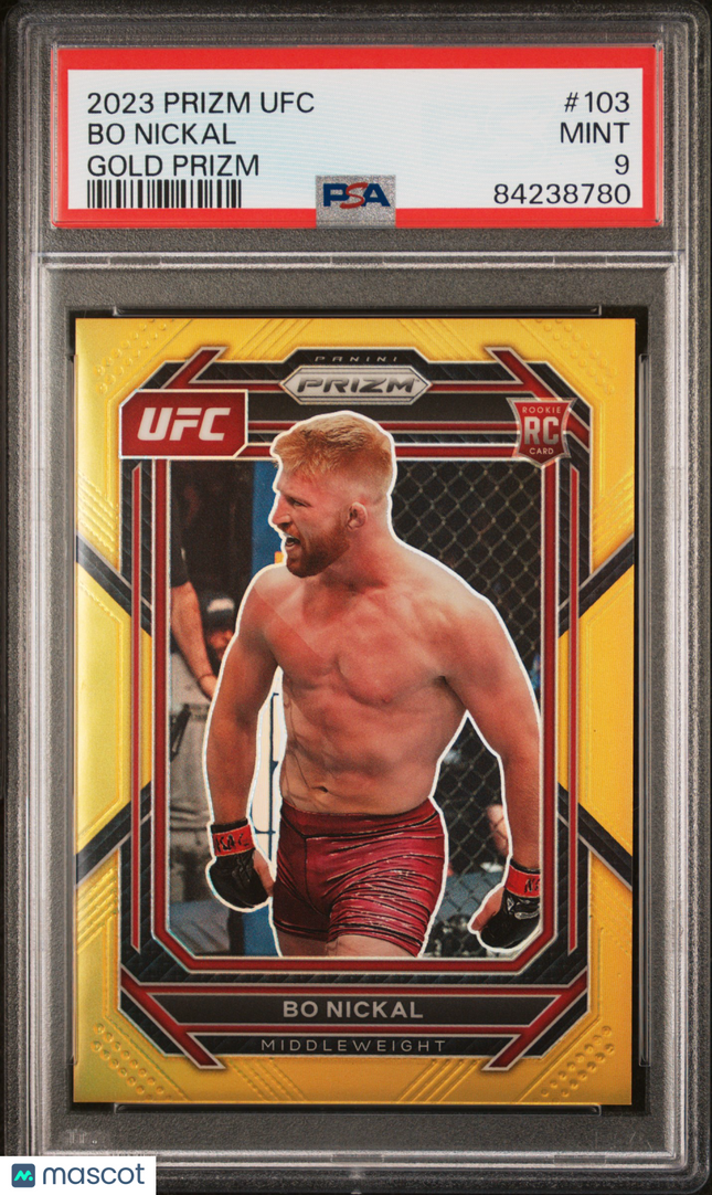 2023 Panini Prizm UFC Bo Nickal #103 Gold /10 Rc PSA 9
