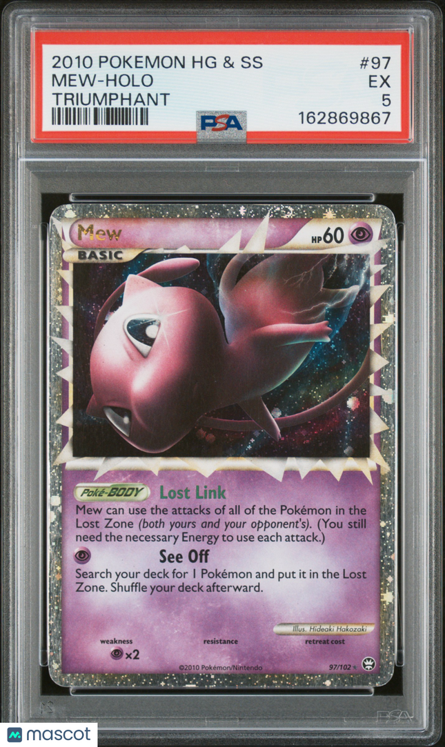 2010 Pokemon Heartgold & Soulsilver Triumphant Mew Triumphant PSA 5 #97