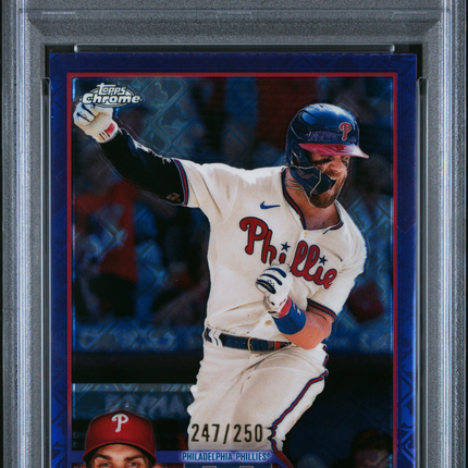 2023 Topps Chrome Logofractor Bryce Harper #3 Purple Refractor 247/250 PSA 10