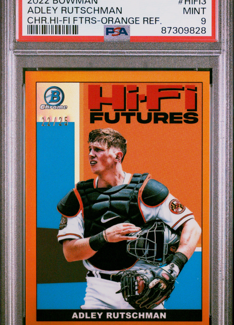 2022 Bowman Chrome Hi-Fi Futures Adley Rutschma Orange Refractor /25 PSA 9