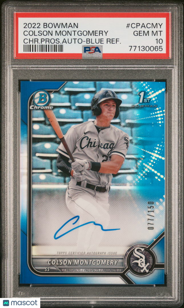 2022 Bowman Colson Montgomery #CPACMY Blue 077/150 PSA 10 Auto