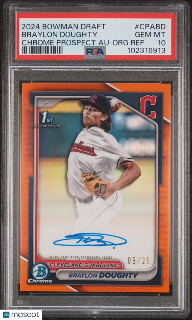 2024 Bowman Draft Chrome Auto Braylon Doughty #CPABD Orange Refractor /25 PSA 10