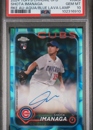 2024 Topps Chrome Update Rc Auto Shota Imanaga Aqua Blue Lava Lamp /175 PSA 10
