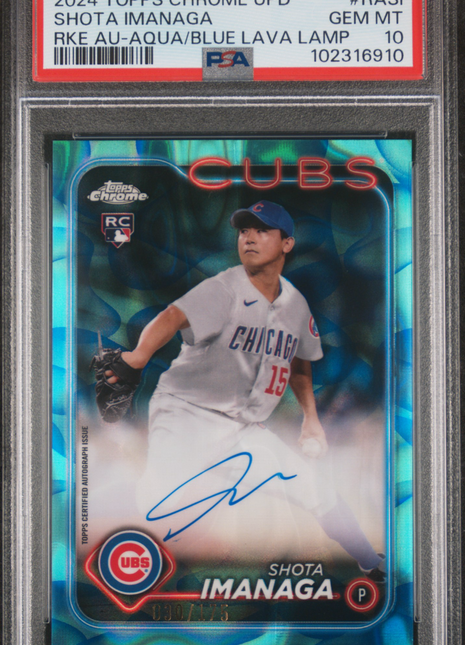 2024 Topps Chrome Update Rc Auto Shota Imanaga Aqua Blue Lava Lamp /175 PSA 10