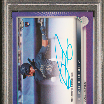 2022 Topps Chrome Julio Rodriguez #RAJRO Purple Refractor /250 PSA 10 Auto