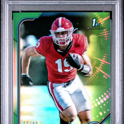 2021 Bowman University Chrome Brock Bowers #83 Green Refractor 05/99 PSA 10
