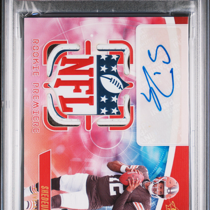 2025 Absolute Rookie Premiere Shedeur Sanders NFL Shield Patch Auto 08/10 PSA 8