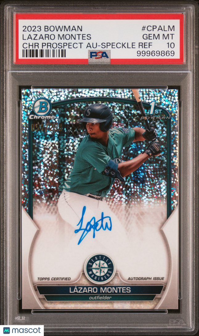 2023 Bowman Chrome Lazaro Montes #CPALM Speckle Refractor /299 PSA 10 Auto