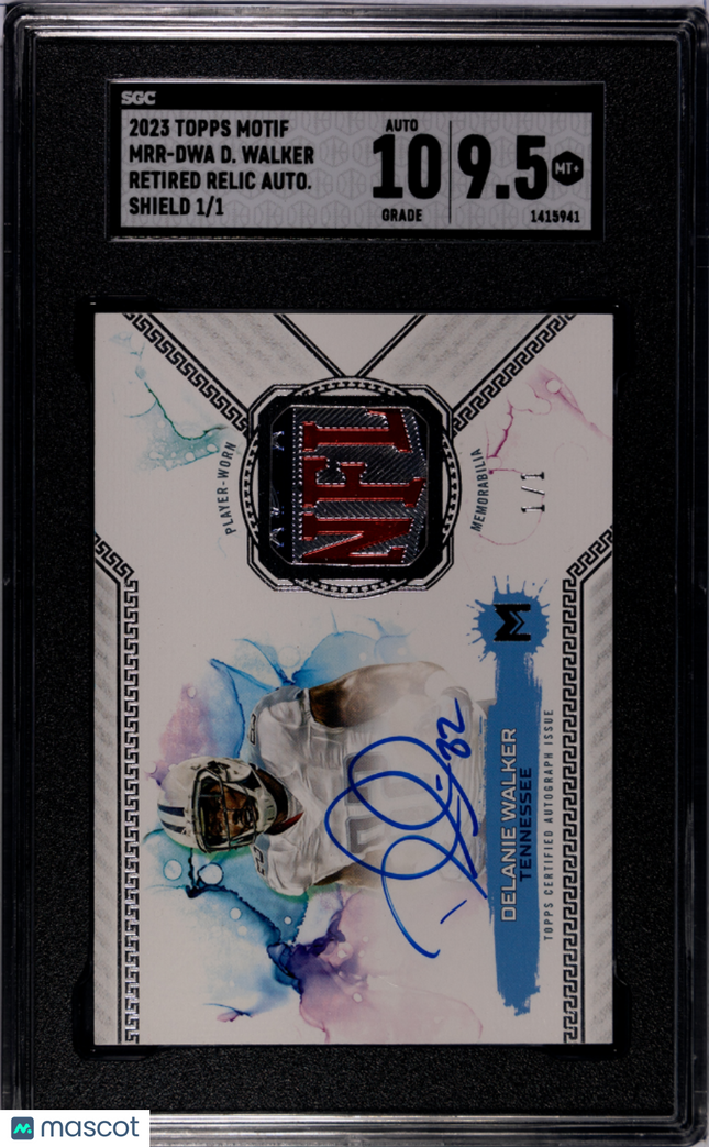 2023 Topps Motif Delanie Walker NFL Shield Logo Patch Auto 1/1 SGC 9.5 Auto 10
