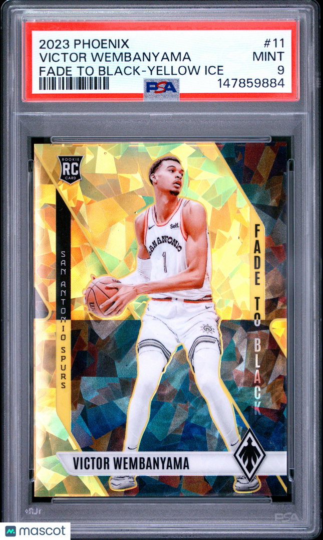 2023 Panini Phoenix Fade To Black Victor Wembanyama #11 Yellow Ice PSA 9 /175