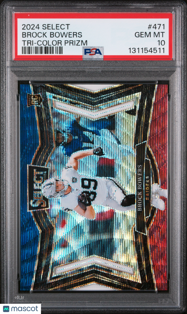 2024 Panini Select Brock Bowers #471 Tri Color Prizm /99 PSA 10