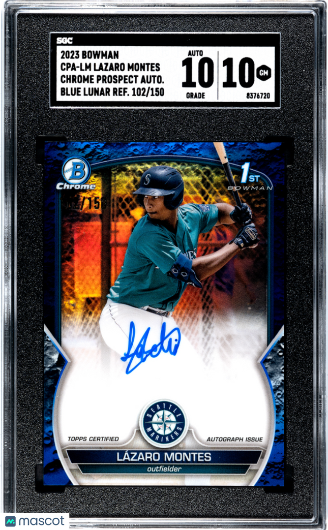 2023 Bowman Chrome Lazaro Montes #CPALM Blue Lunar Refractor SGC 10 Auto 10 /150