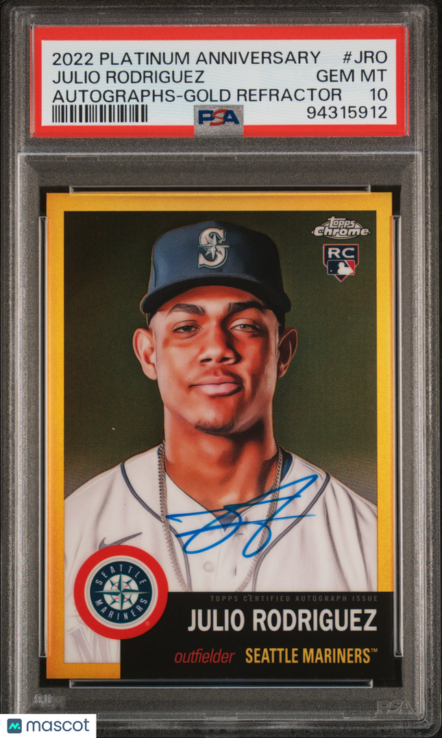 2022 Topps Chrome Platinum Julio Rodriguez Gold Refractor PSA 10 Auto /50