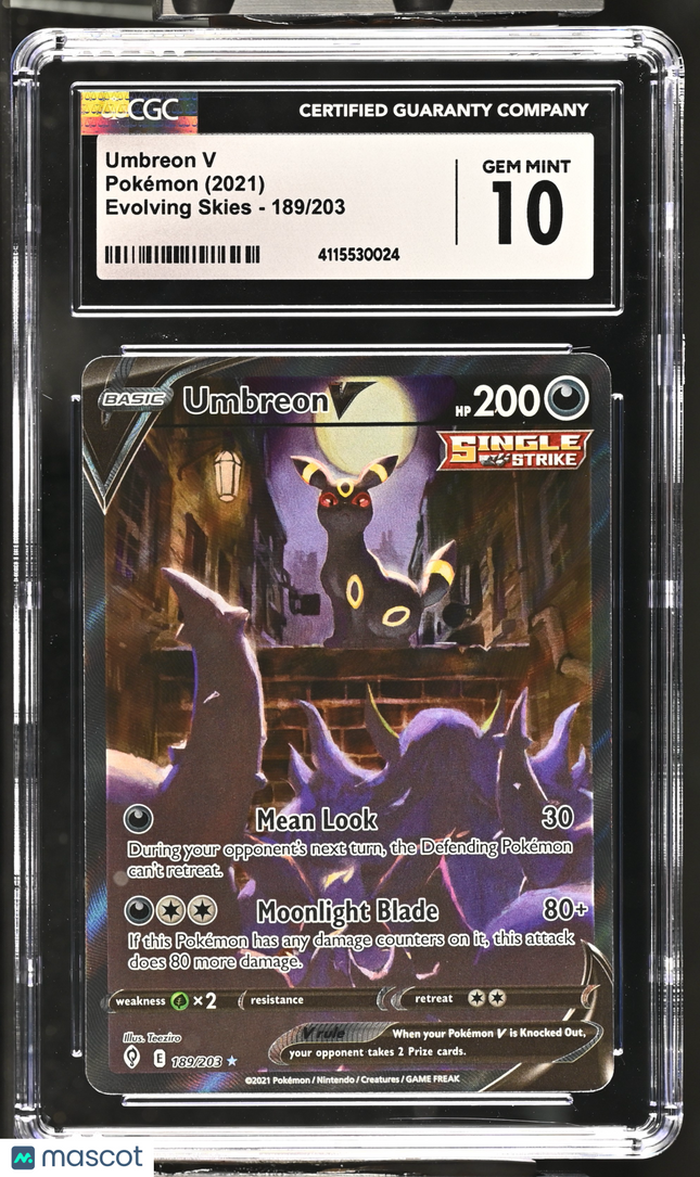 2021 Pokemon Evolving Skies Umbreon V Ultra Rare CGC 10 #189/203
