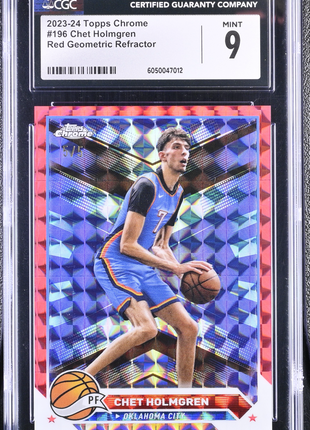 2023-24 Topps Chrome Chet Holmgren #196 Red Geometric Refractor CGC 9 /5