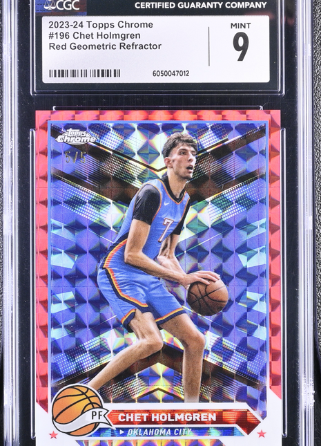 2023-24 Topps Chrome Chet Holmgren #196 Red Geometric Refractor CGC 9 /5