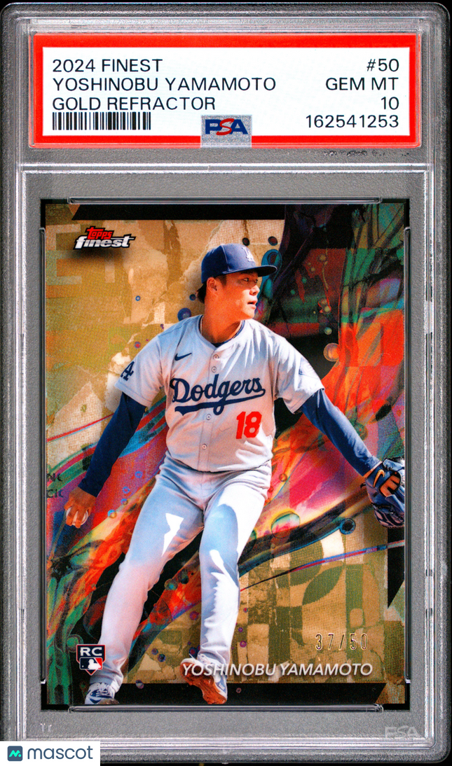 2024 Topps Finest Yoshinobu Yamamoto #50 Gold 37/50 PSA 10