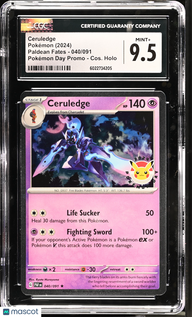 2024 Pokemon Paldean Fates Ceruledge 040/091 CGC 9.5 #040/091